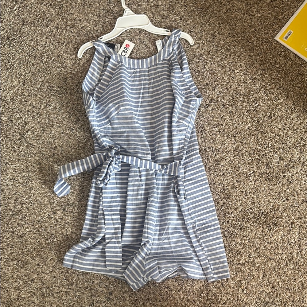 CBR Blue and White Striped Romper